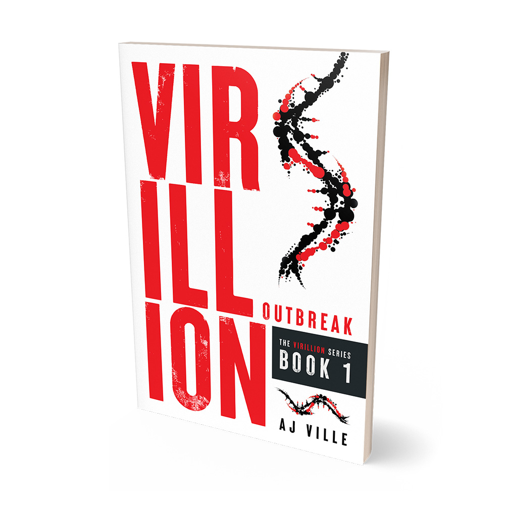 'Virillion': an epic viral apocalypse scifi thriller series. The author is AJ Ville. The cover design & interior formatting are by Mark Thomas of coverness.com. To find out more about my book design services, please visit www.coverness.com